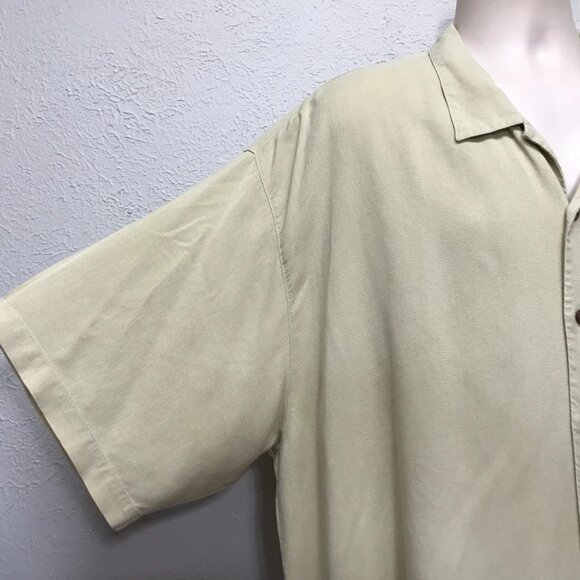Tommy Bahama Shirt Mens XXL Beige Silk Embroidered Cigar Club Short Sleeves - Picture 3 of 9